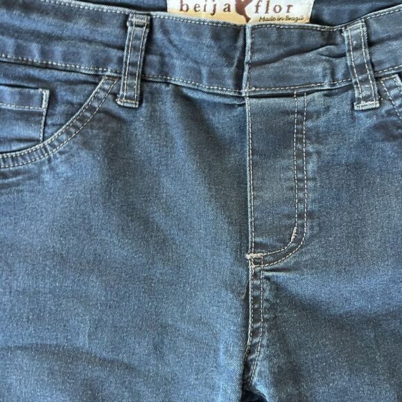 Beija a Flor stretch Kelly pod cotton pull on leggings jeans back pockets 28 - Picture 8 of 10